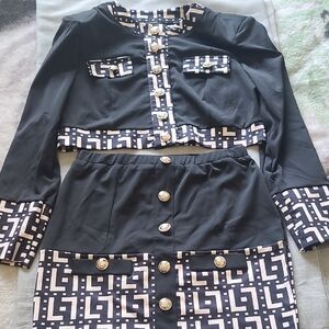 Chic Black and White Skirt Set New/No Tag Size Medium